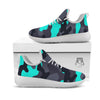 Camouflage Black And Teal Print White Athletic Shoes-grizzshop