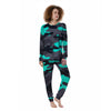 Camouflage Black And Teal Print Women's Pajamas-grizzshop