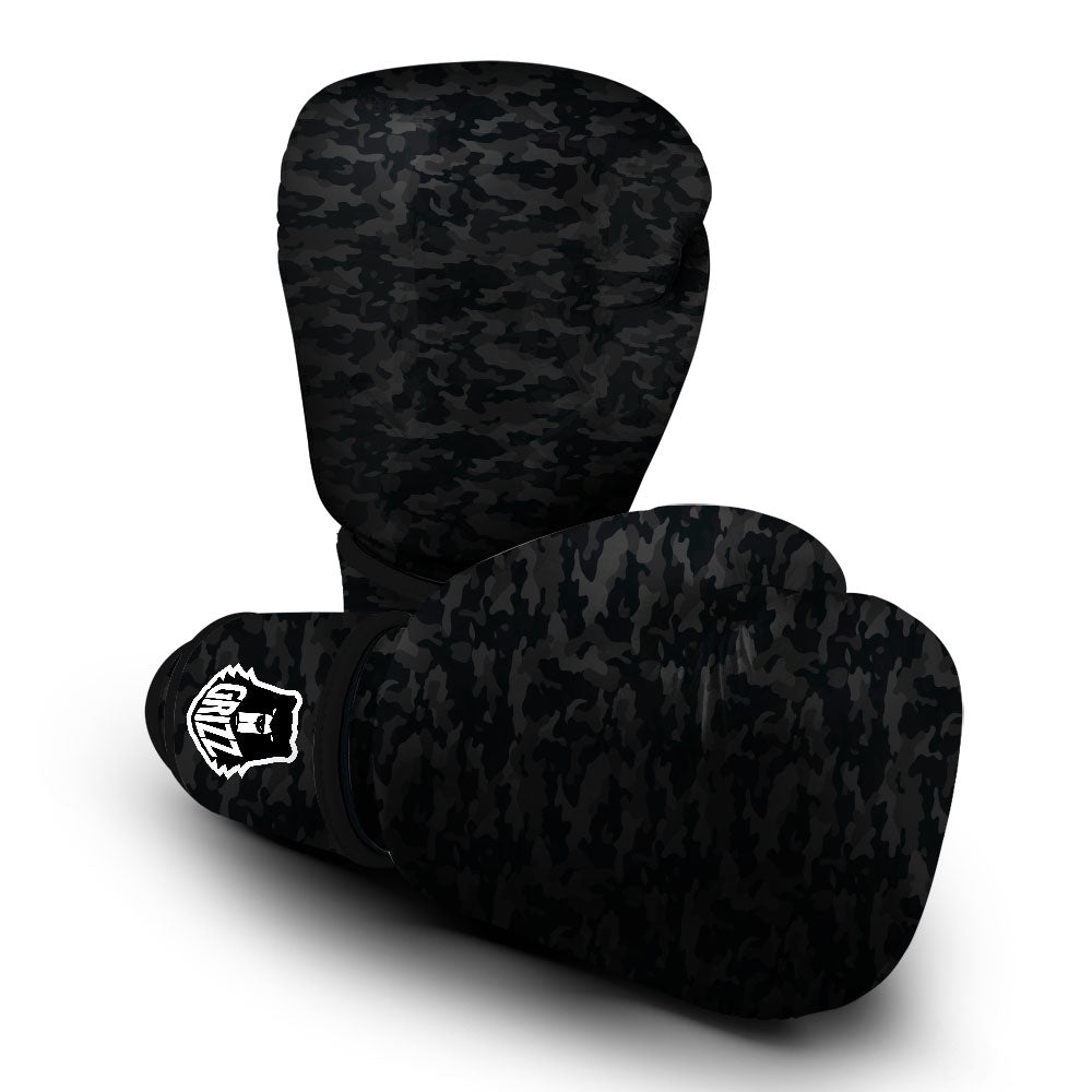 Camouflage Black Print Boxing Gloves-grizzshop