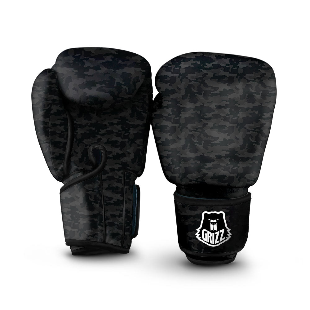 Camouflage Black Print Boxing Gloves-grizzshop