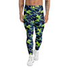 Camouflage Blue And Neon Green Print Pattern Men's Leggings-grizzshop