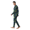 Camouflage Blue And Neon Green Print Pattern Men's Pajamas-grizzshop