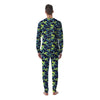 Camouflage Blue And Neon Green Print Pattern Men's Pajamas-grizzshop