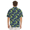 Camouflage Blue And Neon Green Print Pattern Men's Short Sleeve Shirts-grizzshop