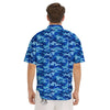 Camouflage Blue Print Men's Short Sleeve Shirts-grizzshop