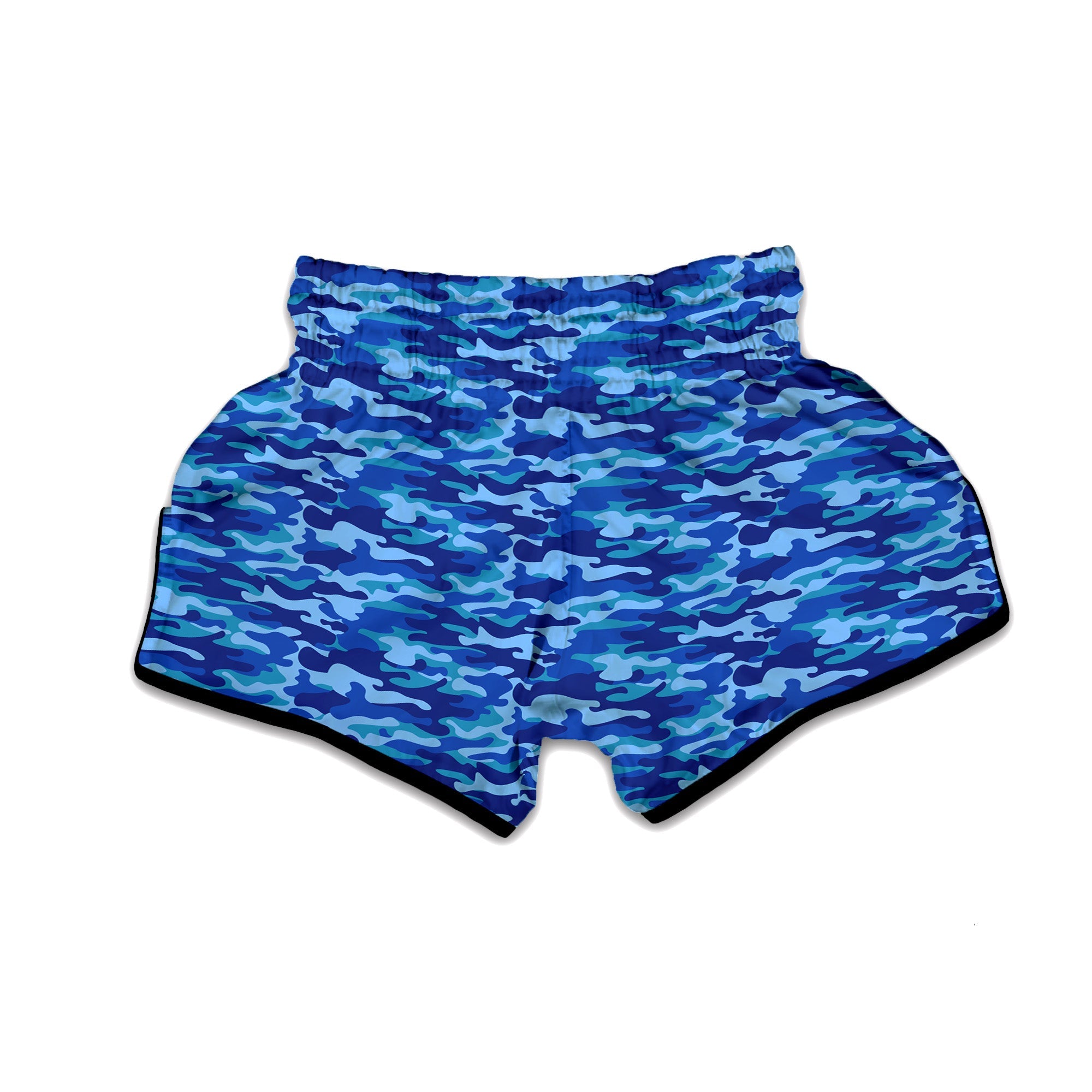 Camouflage Blue Print Muay Thai Boxing Shorts-grizzshop