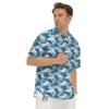 Camouflage Blue Snow Print Men's Short Sleeve Shirts-grizzshop