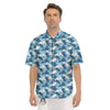 Camouflage Blue Snow Print Men's Short Sleeve Shirts-grizzshop