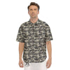 Camouflage Brown And Grey Print Men's Short Sleeve Shirts-grizzshop