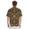 Camouflage Brown Print Men's Short Sleeve Shirts-grizzshop