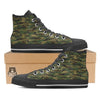 Camouflage Classic Green Print Black High Top Shoes-grizzshop