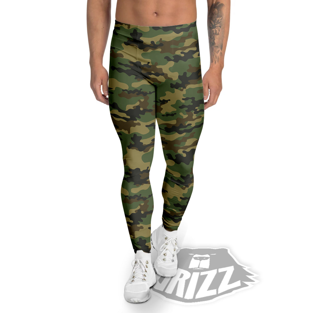 Camouflage Classic Green Print Men's Leggings-grizzshop