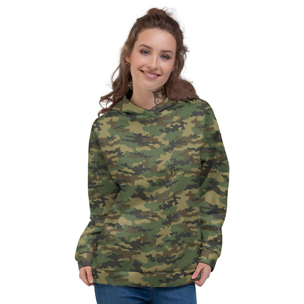 Camouflage Classic Green Print Women's Hoodie-grizzshop