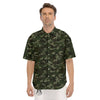 Camouflage Dark Green Print Men's Short Sleeve Shirts-grizzshop