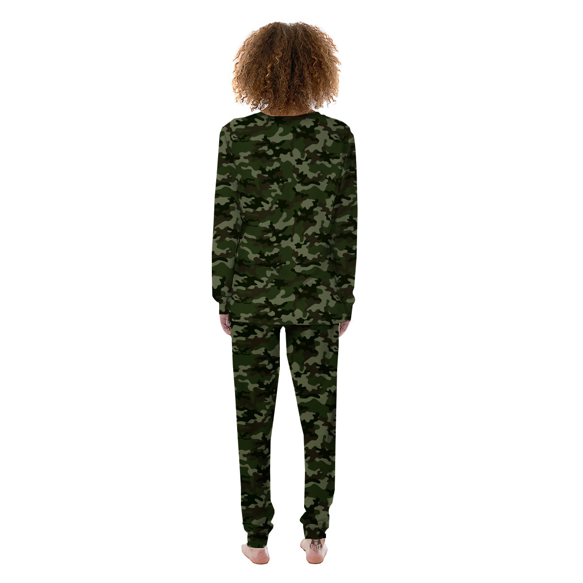 Camouflage Dark Green Print Women's Pajamas-grizzshop
