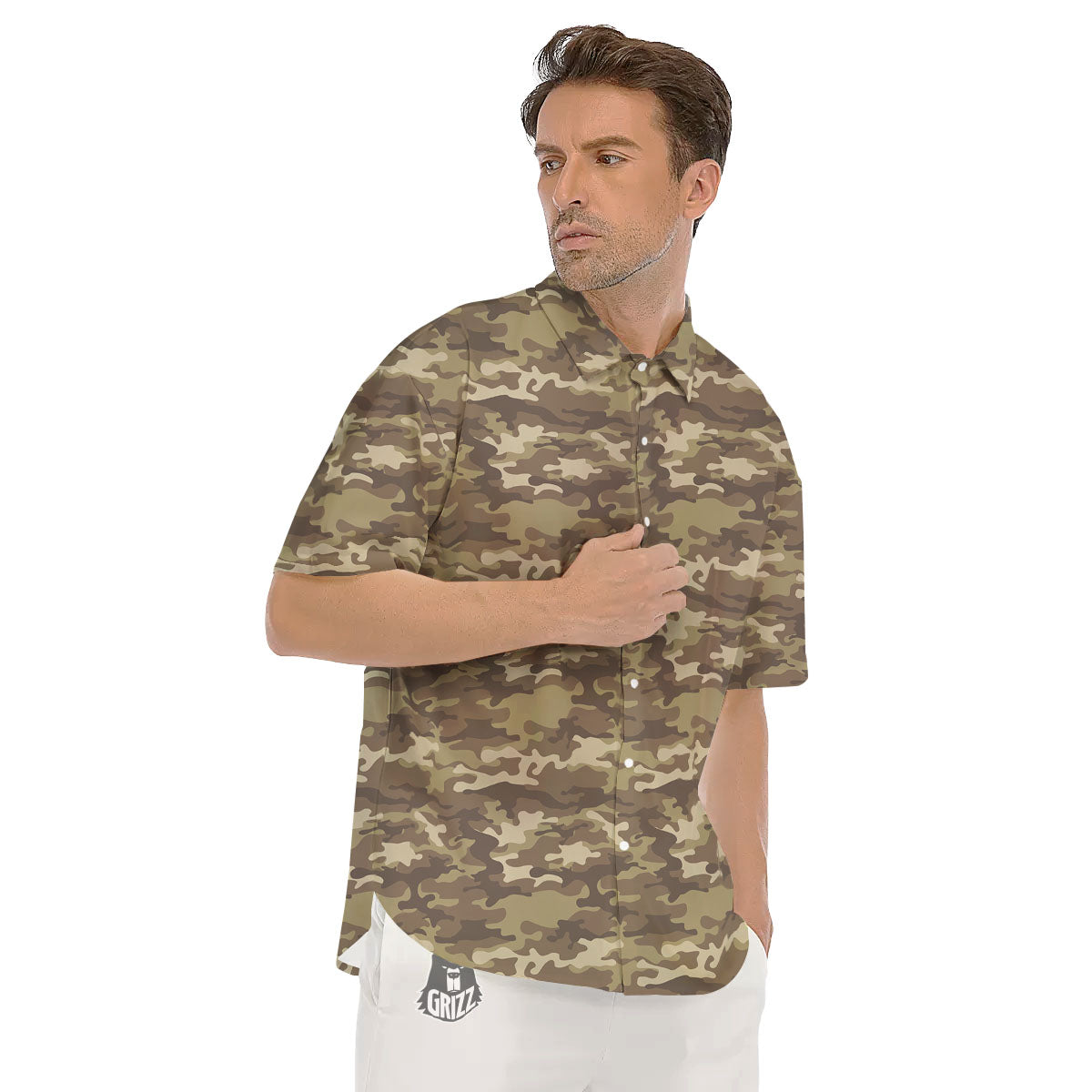 Camouflage Desert Print Men's Short Sleeve Shirts-grizzshop