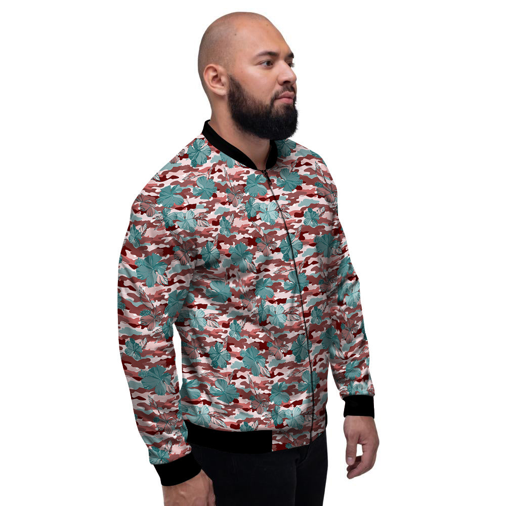 Camouflage Flower Colorful Aloha Print Men's Bomber Jacket-grizzshop