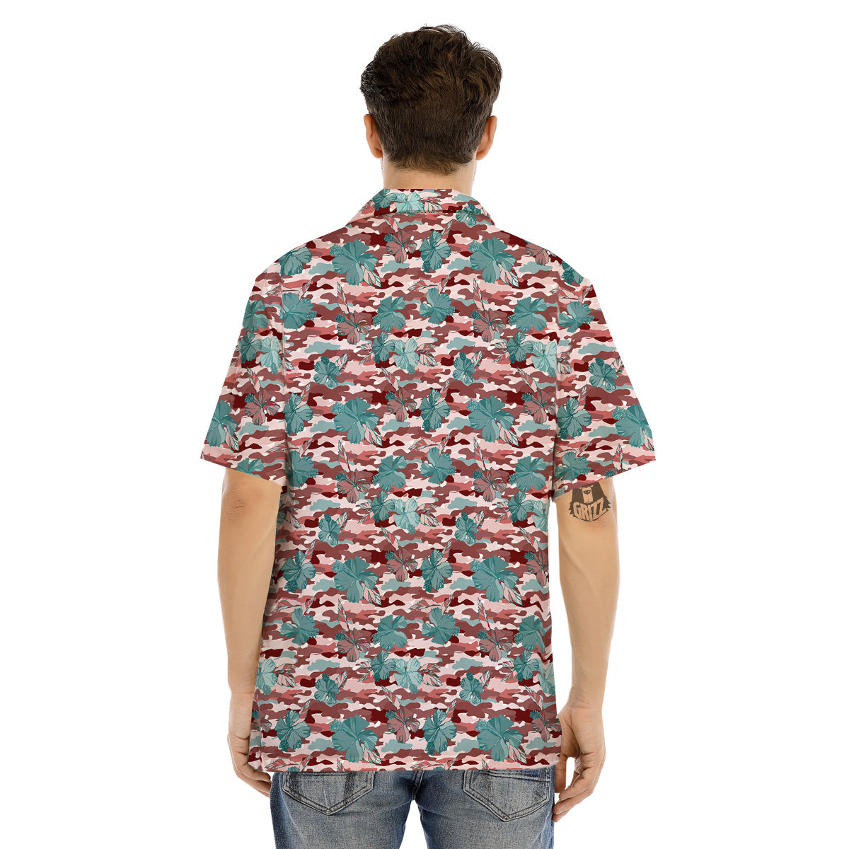 Camouflage Flower Colorful Aloha Print Men's Hawaiian Shirt-grizzshop