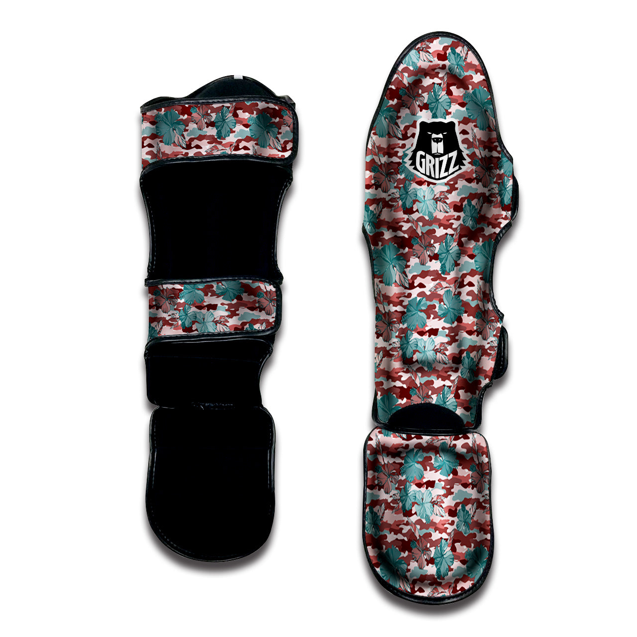 Camouflage Flower Colorful Aloha Print Muay Thai Shin Guards-grizzshop