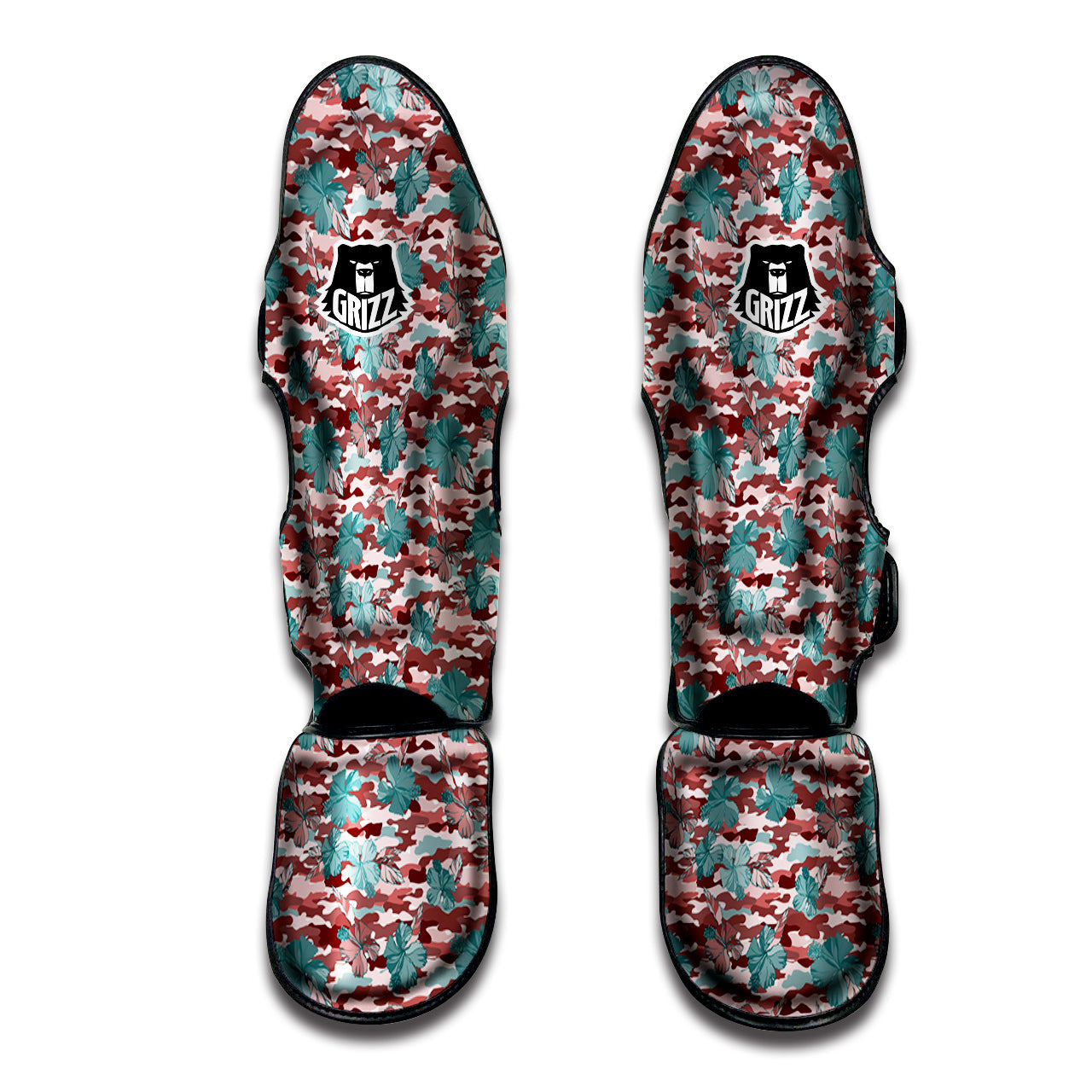 Camouflage Flower Colorful Aloha Print Muay Thai Shin Guards-grizzshop