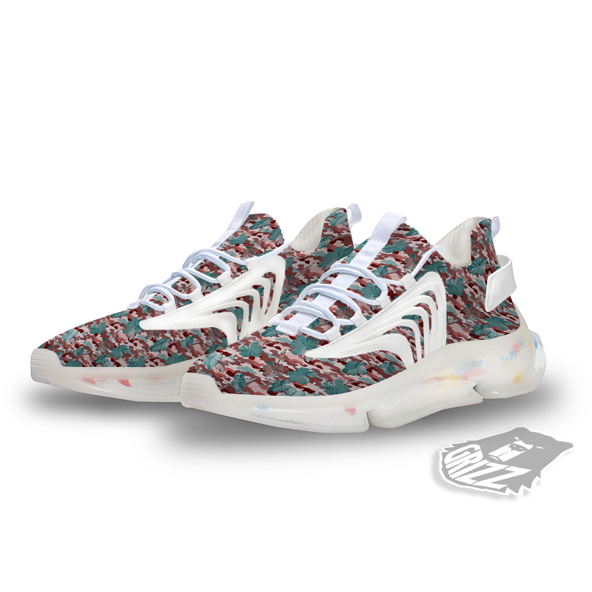 Camouflage Flower Colorful Aloha Print White Gym Shoes-grizzshop