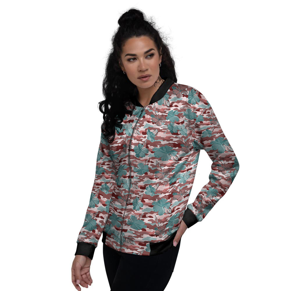 Camouflage Flower Colorful Aloha Print Women's Bomber Jacket-grizzshop