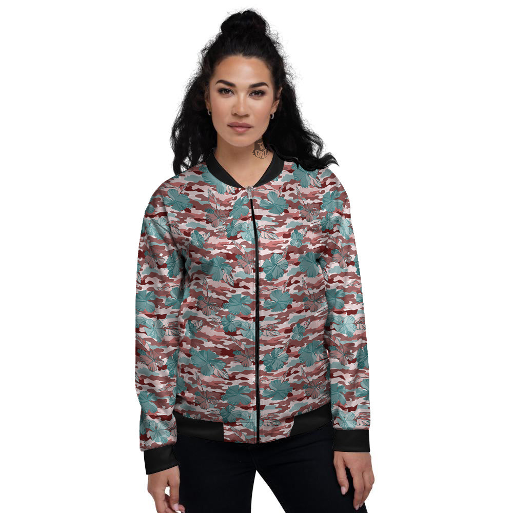 Camouflage Flower Colorful Aloha Print Women's Bomber Jacket-grizzshop