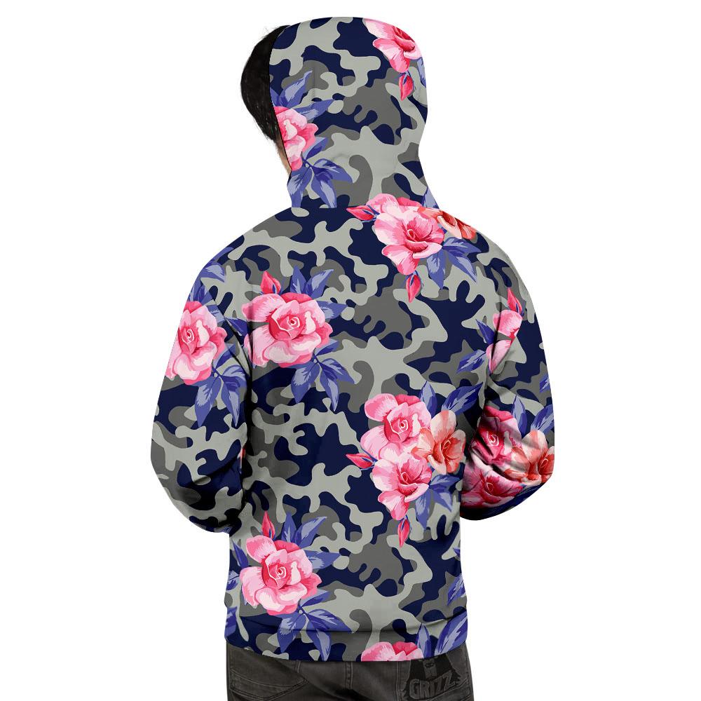 Camouflage Flower Pink Rose Print Men's Hoodie-grizzshop