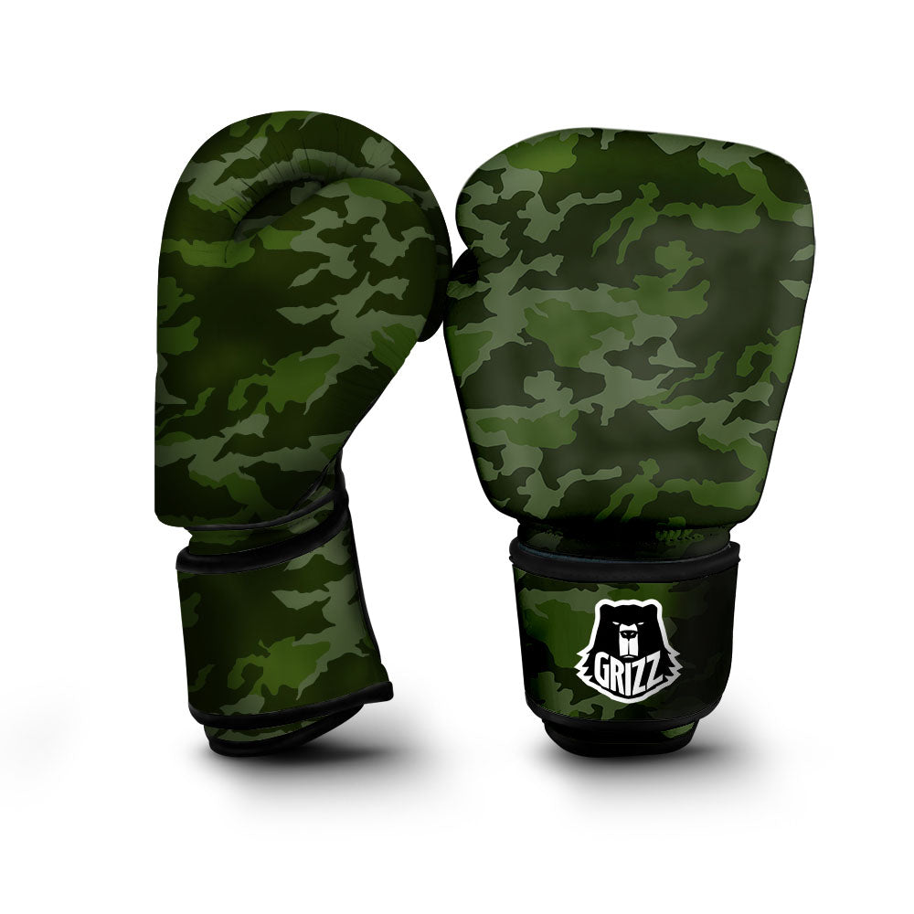 Camouflage Green And Black Print Boxing Gloves-grizzshop