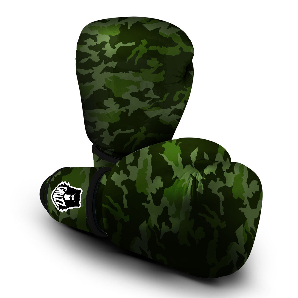 Camouflage Green And Black Print Boxing Gloves-grizzshop
