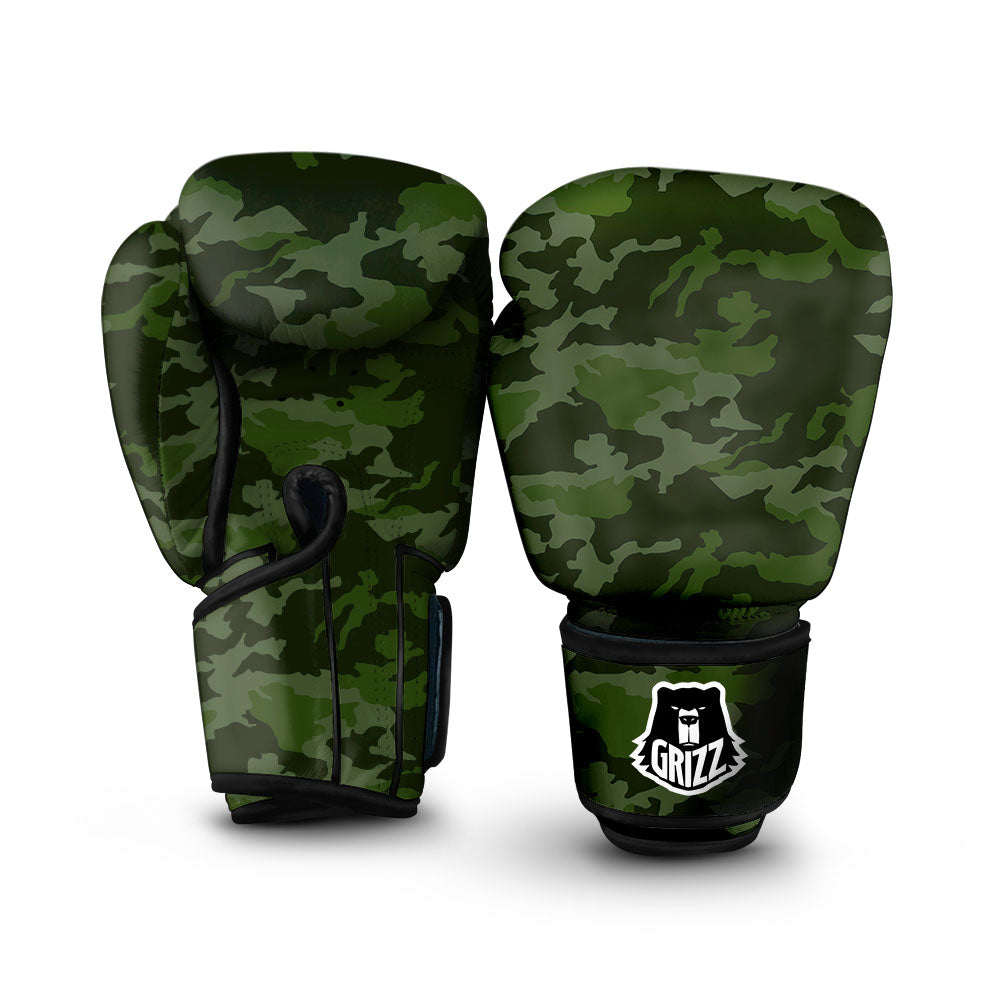 Camouflage Green And Black Print Boxing Gloves-grizzshop