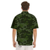 Camouflage Green And Black Print Men's Short Sleeve Shirts-grizzshop