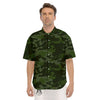 Camouflage Green And Black Print Men's Short Sleeve Shirts-grizzshop