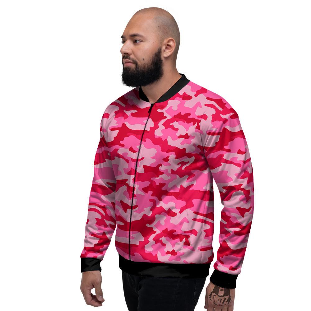 Camouflage Hot Pink Print Men's Bomber Jacket-grizzshop