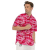 Camouflage Hot Pink Print Men's Short Sleeve Shirts-grizzshop