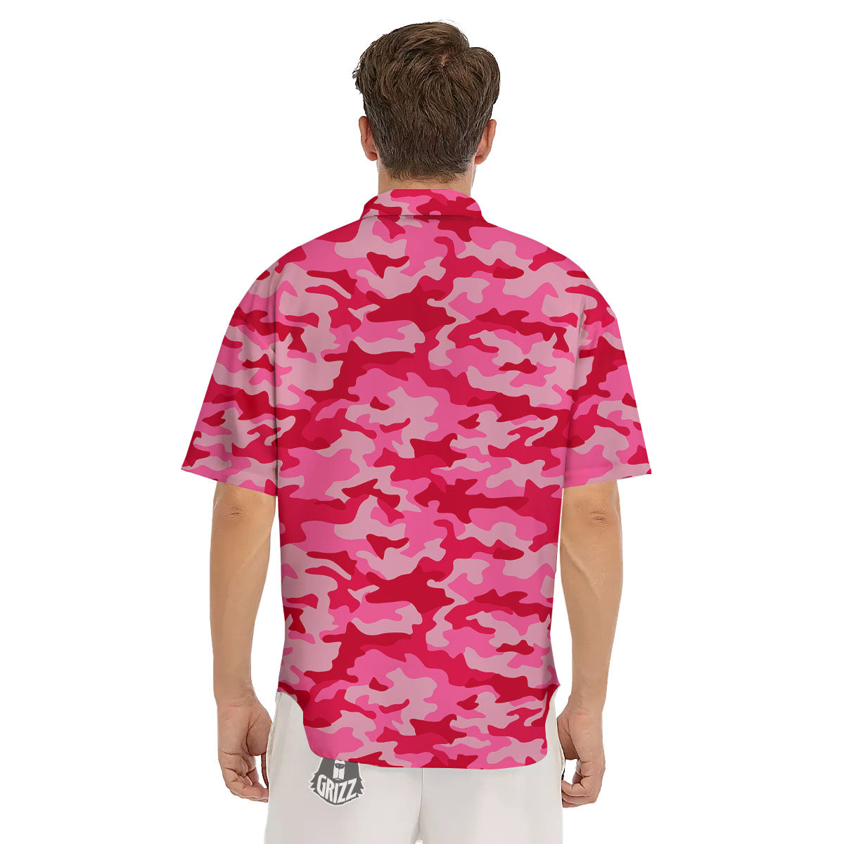 Camouflage Hot Pink Print Men's Short Sleeve Shirts-grizzshop