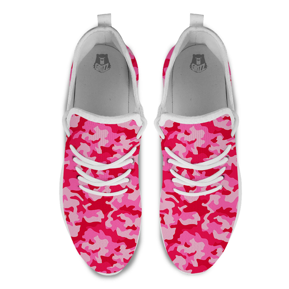 Camouflage Hot Pink Print White Athletic Shoes-grizzshop