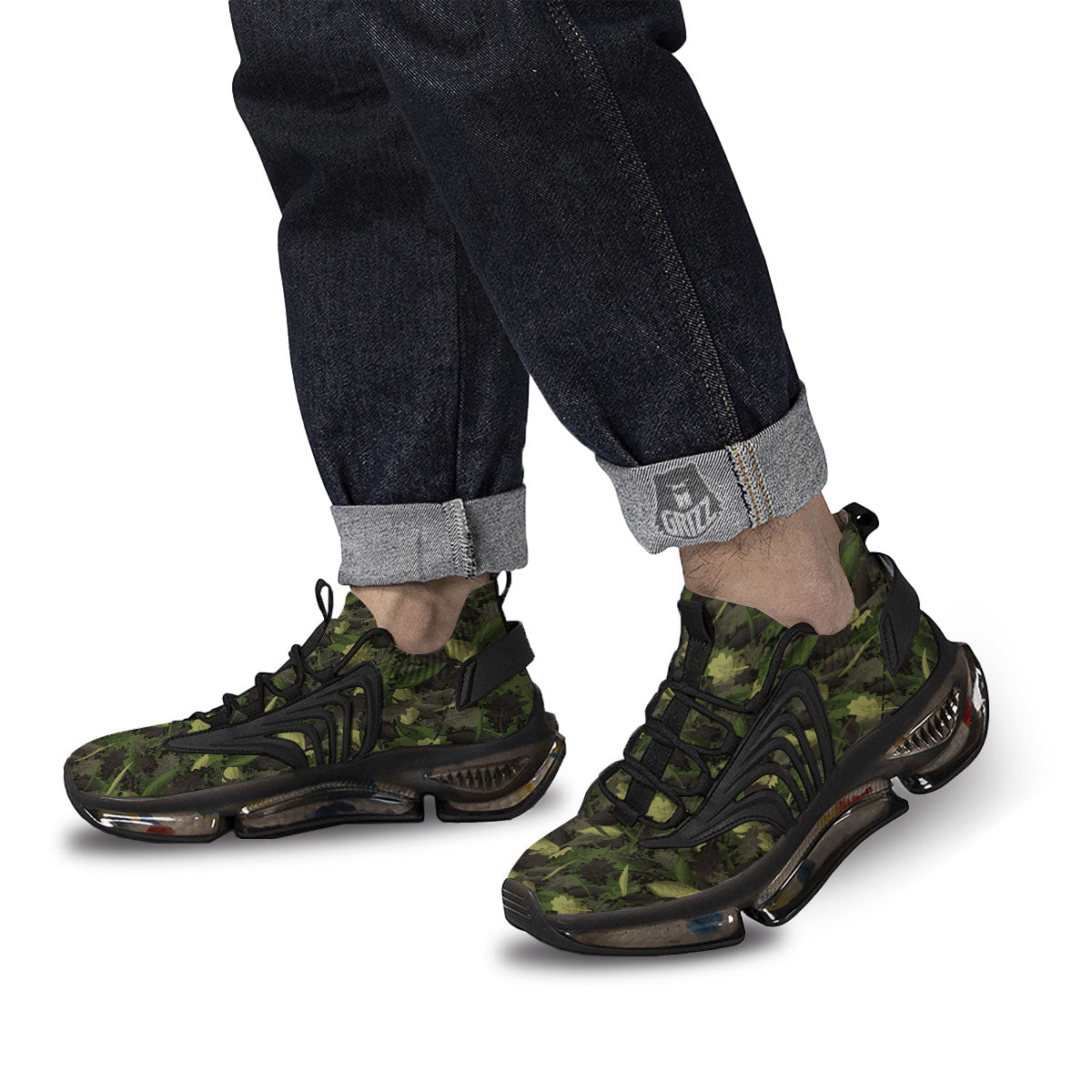 Camouflage Hunting Oak Tree Print Black Gym Shoes-grizzshop