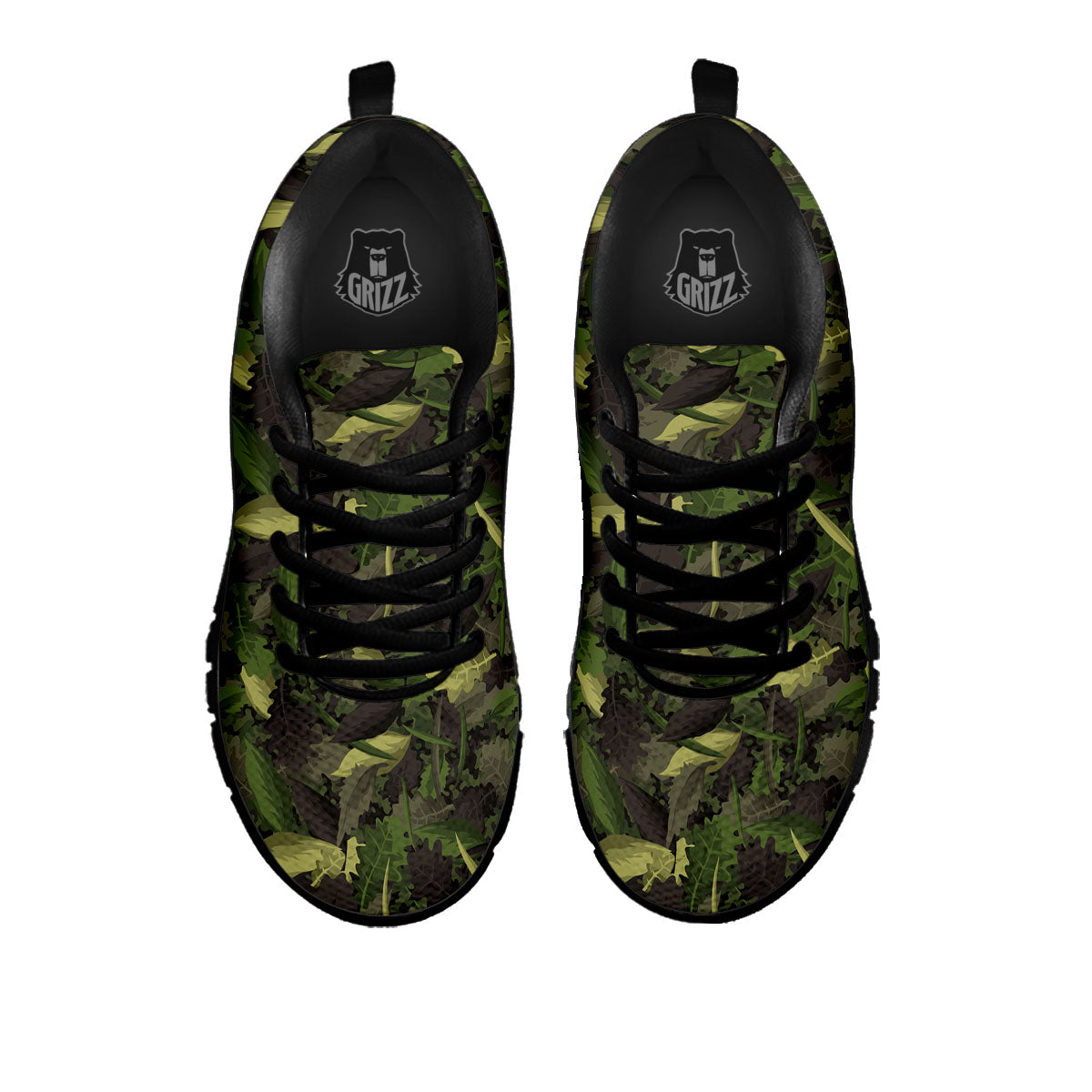 Camouflage Hunting Oak Tree Print Black Sneaker-grizzshop