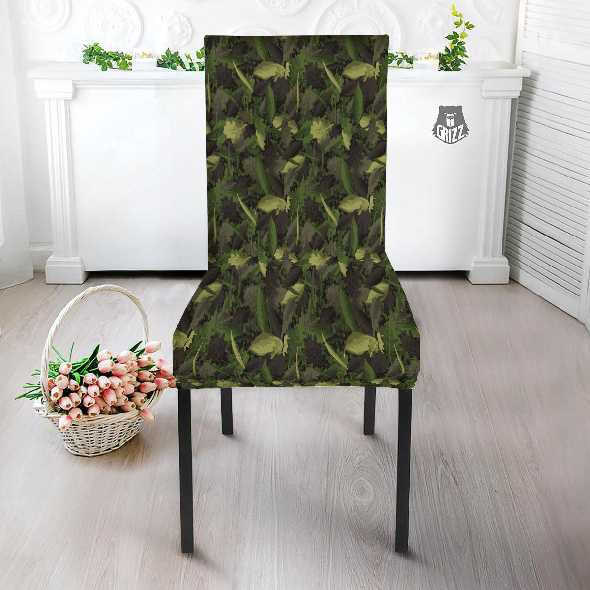 Camouflage Hunting Oak Tree Print Dining Chair Slipcover-grizzshop