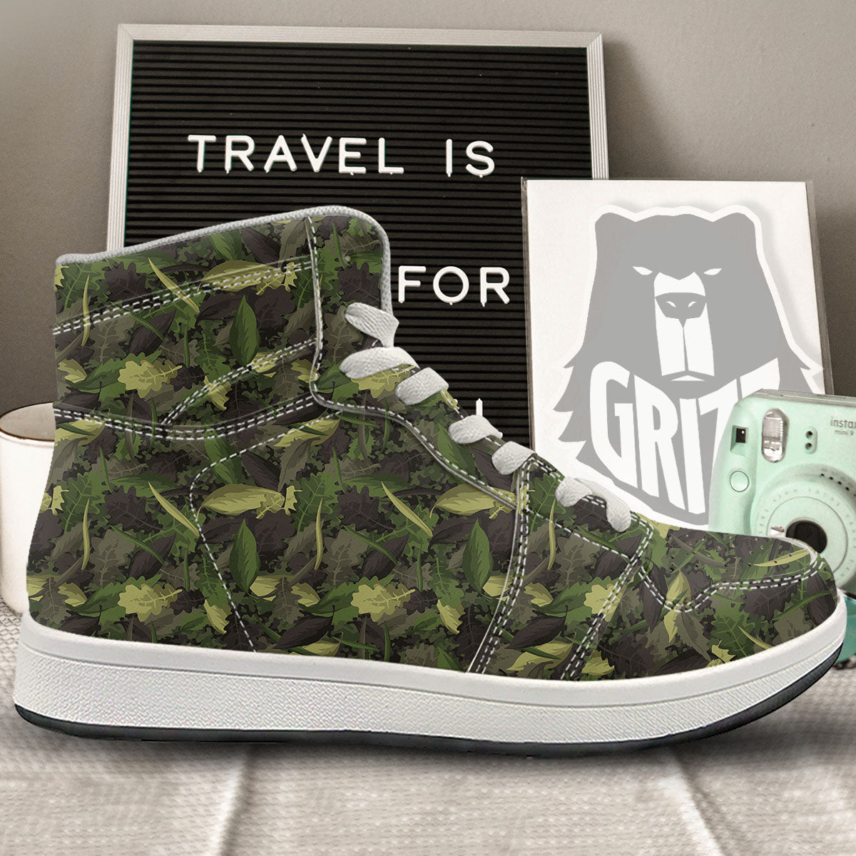 Camouflage Hunting Oak Tree Print High Top Sneakers-grizzshop