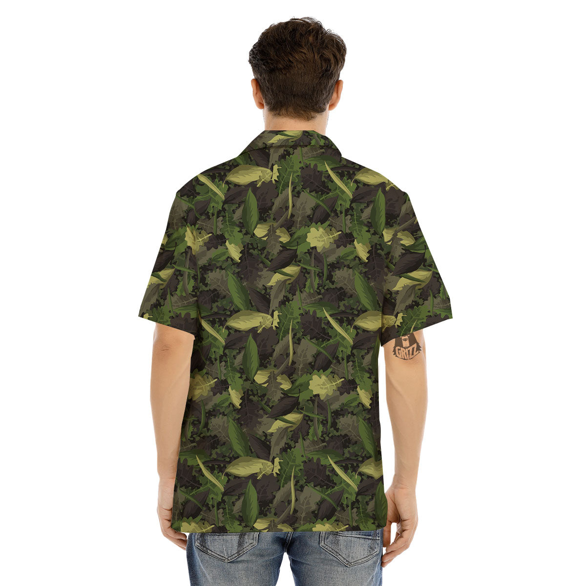 Camouflage Hunting Oak Tree Print Men's Hawaiian Shirt-grizzshop