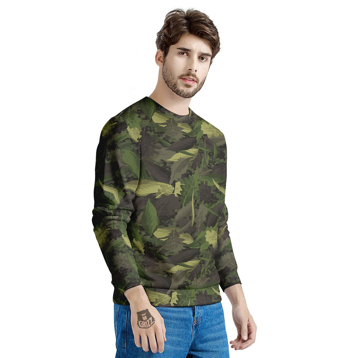 Camouflage Hunting Oak Tree Print Men's Sweatshirt-grizzshop
