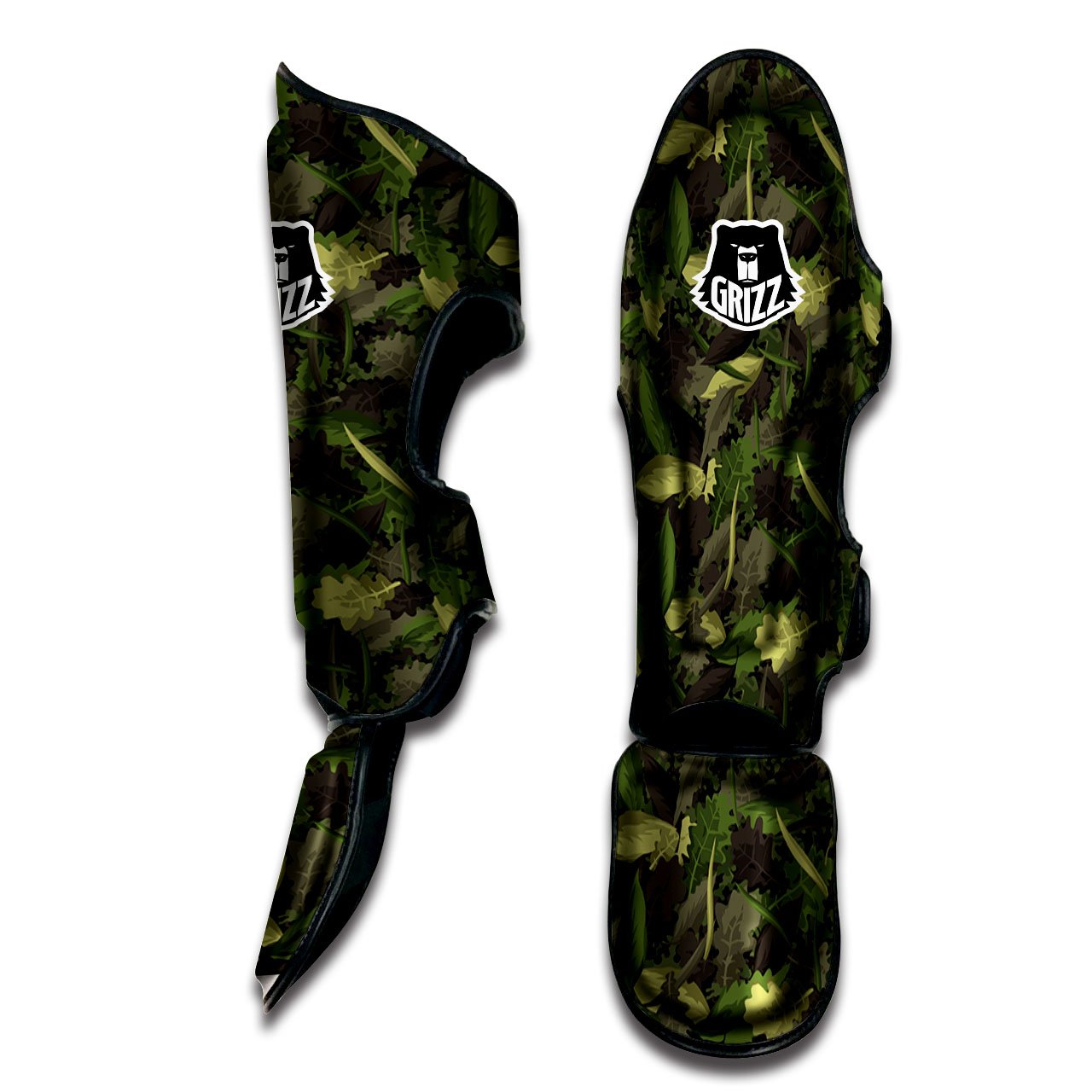 Camouflage Hunting Oak Tree Print Muay Thai Shin Guards-grizzshop