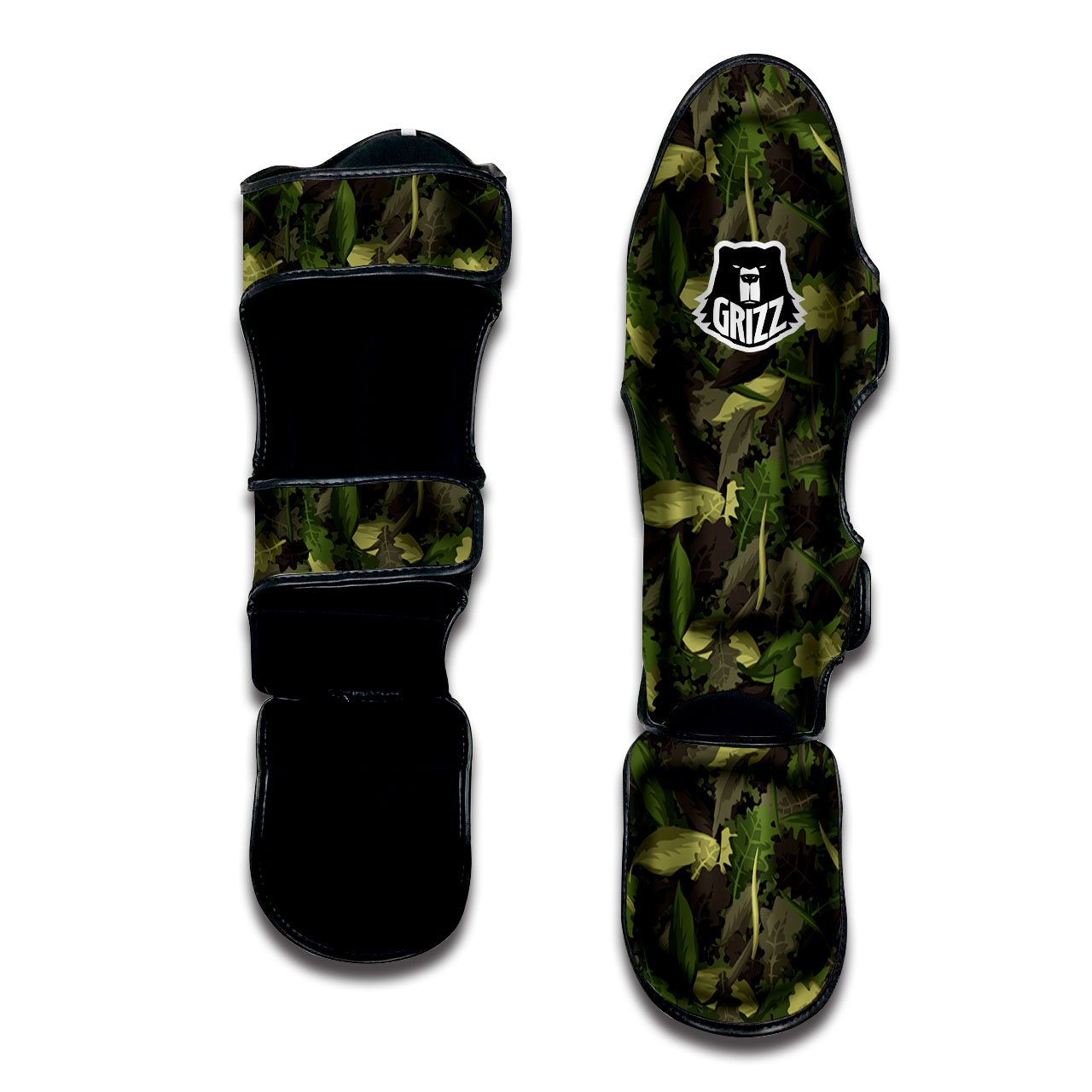 Camouflage Hunting Oak Tree Print Muay Thai Shin Guards-grizzshop