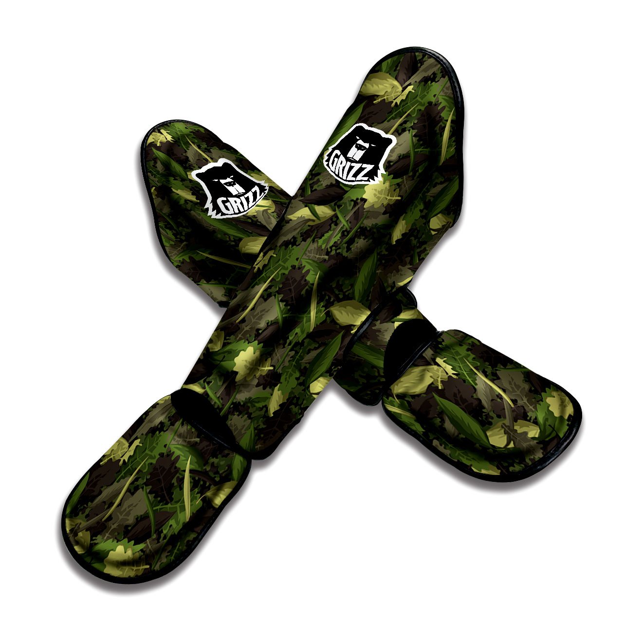 Camouflage Hunting Oak Tree Print Muay Thai Shin Guards-grizzshop