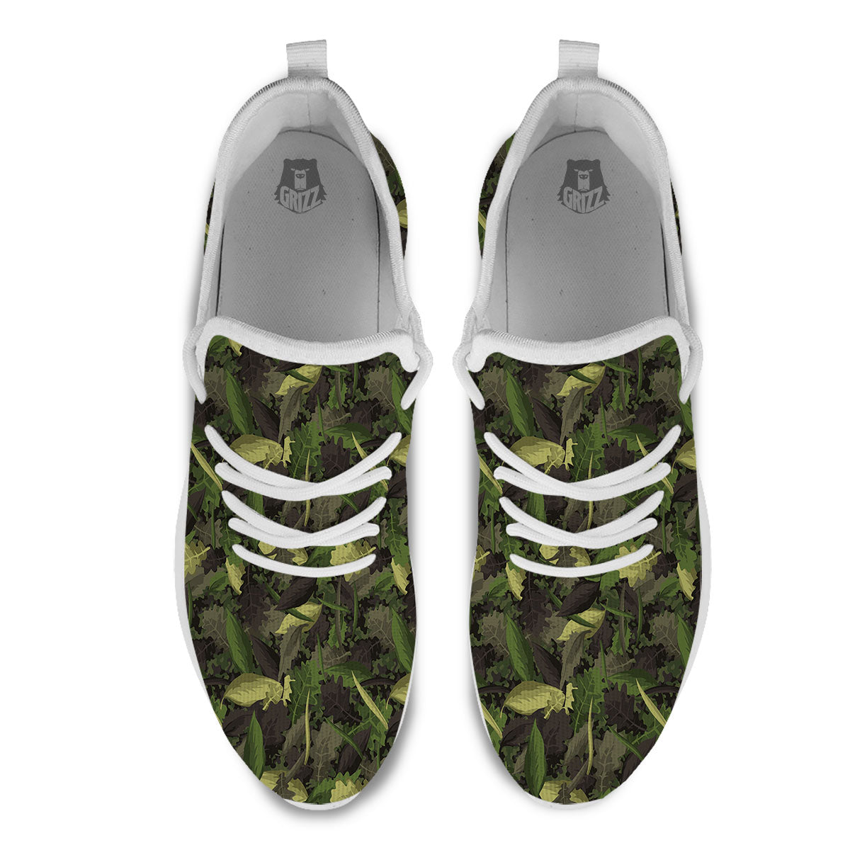 Camouflage Hunting Oak Tree Print White Athletic Shoes-grizzshop