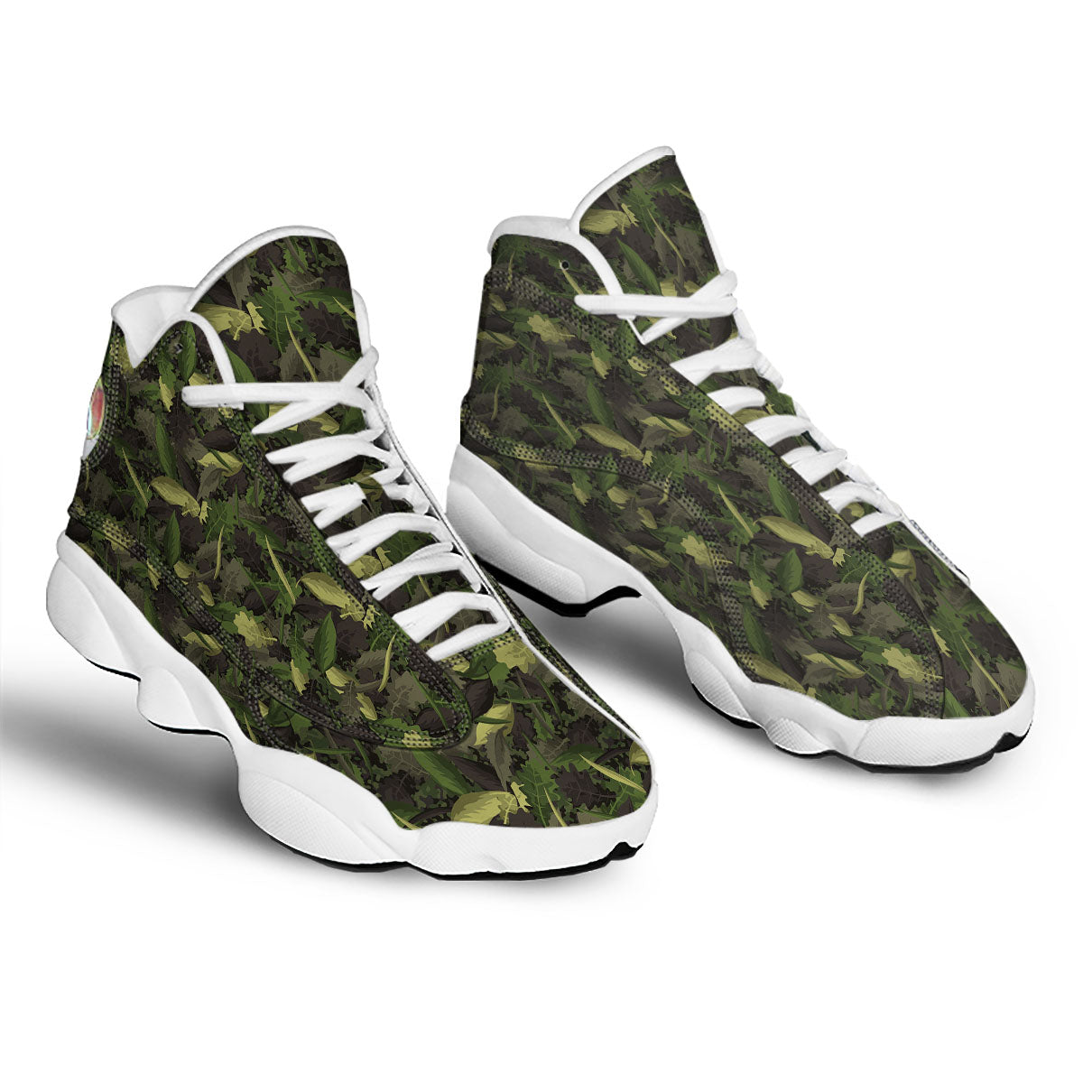 Camouflage Hunting Oak Tree Print White Basketball Shoes-grizzshop