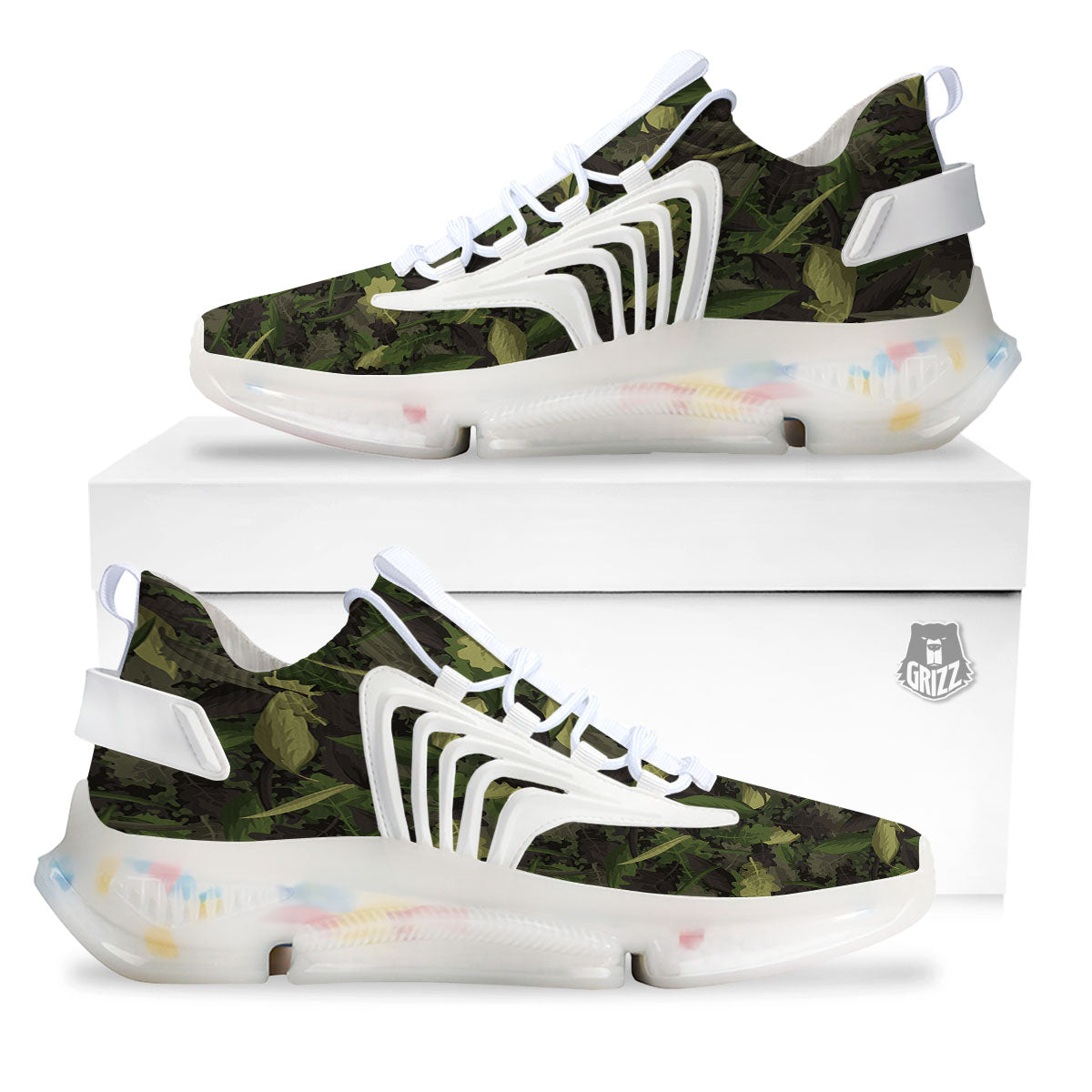 Camouflage Hunting Oak Tree Print White Gym Shoes-grizzshop