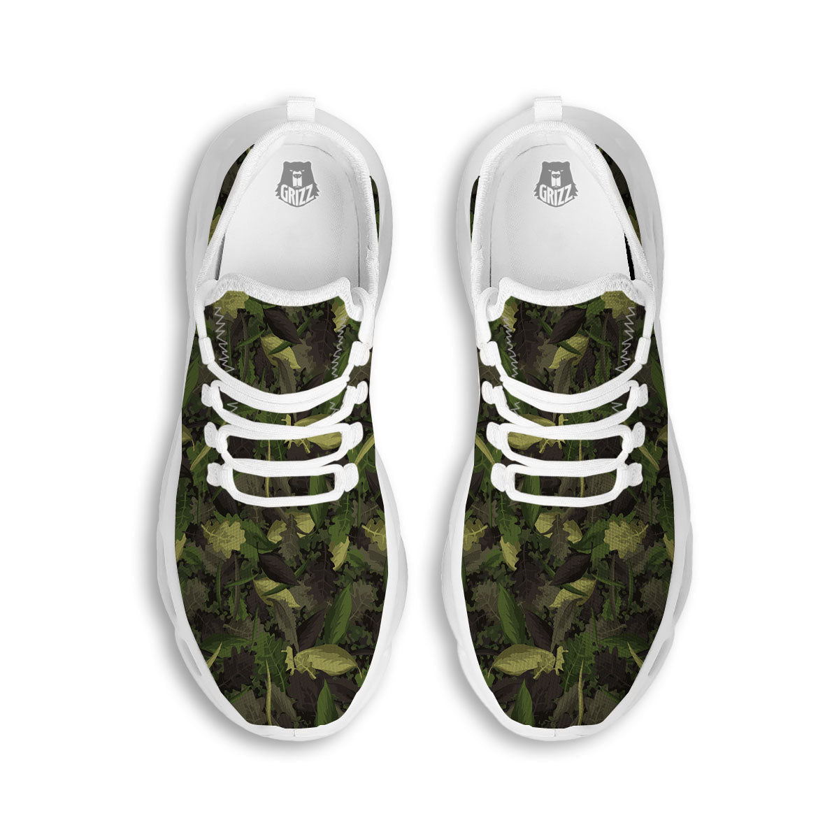Camouflage Hunting Oak Tree Print White Running Shoes-grizzshop